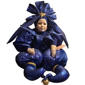 Show Stoppers Porcelain Collections  "Blooze" Jester Clown Porcelain Doll